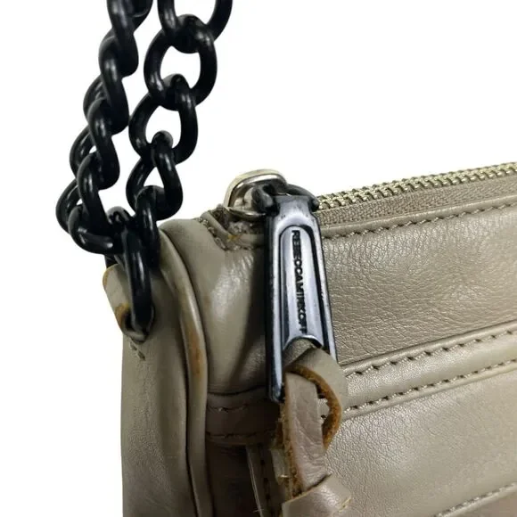 REBECCA MINKOFF Mac M.A.C. Leather Crossbody Shoulder Bag Purse Gray Chain - Picture 4 of 12